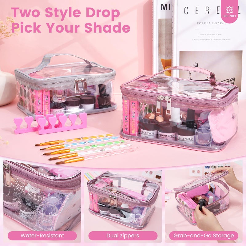 Deciniee Nail Kit for Beginners with Everything: Professional Nail Acrylic Powder Liquid Set with Practice Finger Drill U V Light in Makeup Bag for Women Salon Home (Pink) - Image 3